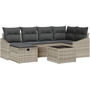 Vidaxl - Garden Sofa Set 7 pcs Light grey 55 x 62 x 69 cm Poly rattan Vidaxl - Garden Sofa Set 7 pcs Light grey 55 x 62 x 69 cm Poly rattan
