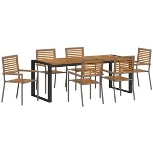 Vidaxl - Garden Dining Set 7 pcs Grey 200 x 80 x 75 cm Poly Rattan Vidaxl - Garden Dining Set 7 pcs Grey 200 x 80 x 75 cm Poly Rattan