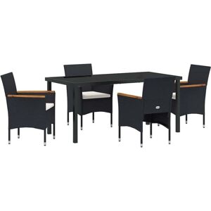 Garden Dining Set with Cushion 5 pcs Black Poly rattan Vidaxl Garden Dining Set with Cushion 5 pcs Black Poly rattan Vidaxl