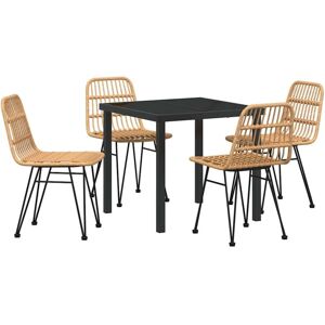 Garden Dining Set 5 pcs Brown Poly rattan Vidaxl Garden Dining Set 5 pcs Brown Poly rattan Vidaxl