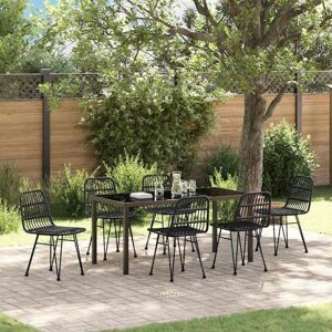 Garden Dining Set 7 pcs Black Poly rattan Vidaxl Garden Dining Set 7 pcs Black Poly rattan Vidaxl