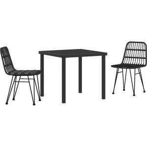Garden Dining Set 3 pcs Black Poly rattan vidaXL Garden Dining Set 3 pcs Black Poly rattan vidaXL