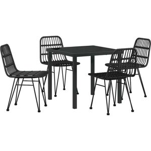 Garden Dining Set 5 pcs Black Poly rattan Vidaxl Garden Dining Set 5 pcs Black Poly rattan Vidaxl