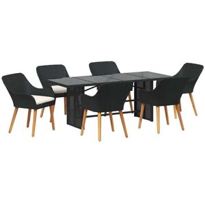 Garden Dining Set with Cushion 7 pcs Black Poly Rattan Vidaxl Garden Dining Set with Cushion 7 pcs Black Poly Rattan Vidaxl
