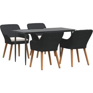Garden Dining Set with Cushion 5 pcs Black Poly Rattan vidaXL Garden Dining Set with Cushion 5 pcs Black Poly Rattan vidaXL