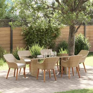Garden Dining Set with Cushion 7 pcs Beige Poly Rattan vidaXL Garden Dining Set with Cushion 7 pcs Beige Poly Rattan vidaXL