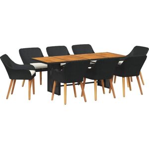 Garden Dining Set 9 pcs Black and brown Poly Rattan Vidaxl Garden Dining Set 9 pcs Black and brown Poly Rattan Vidaxl