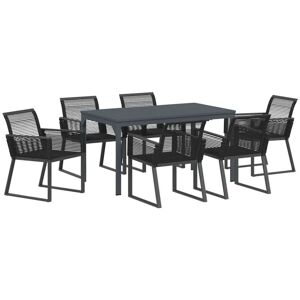 Garden Dining Set 7 pcs Black Steel and poly rattan Vidaxl Garden Dining Set 7 pcs Black Steel and poly rattan Vidaxl