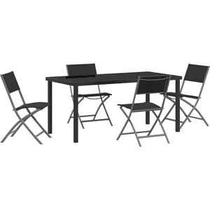 Vidaxl - Garden Dining Set Folding 5 pcs Black Textilene and steel Vidaxl - Garden Dining Set Folding 5 pcs Black Textilene and steel