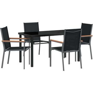 Garden Dining Set 5 pcs Black Textilene and steel Vidaxl Garden Dining Set 5 pcs Black Textilene and steel Vidaxl