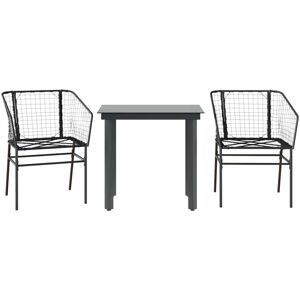 3 Piece Garden Dining Set Black Poly Rattan Glass Vidaxl 3 Piece Garden Dining Set Black Poly Rattan Glass Vidaxl
