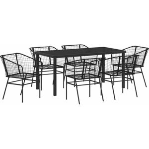 Garden Dining Set 7 pcs Black Poly Rattan Vidaxl Garden Dining Set 7 pcs Black Poly Rattan Vidaxl
