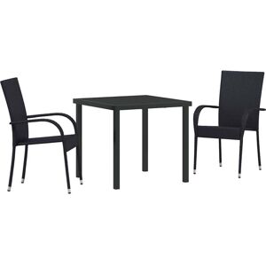 Garden Dining Set 3 pcs Black Poly rattan Vidaxl Garden Dining Set 3 pcs Black Poly rattan Vidaxl