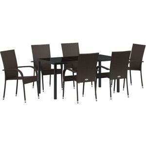 Garden Dining Set 7 pcs Brown Poly rattan Vidaxl Garden Dining Set 7 pcs Brown Poly rattan Vidaxl