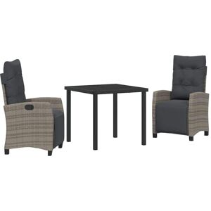 Garden Dining Set with Cushion 3 pcs Grey Poly Rattan vidaXL Garden Dining Set with Cushion 3 pcs Grey Poly Rattan vidaXL