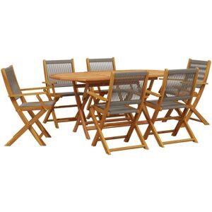 Vidaxl - 7 Piece Garden Dining Set Grey Polypropylene and Solid Wood Vidaxl - 7 Piece Garden Dining Set Grey Polypropylene and Solid Wood