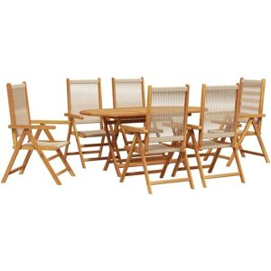 Garden Dining Set 7 pcs Beige Solid acacia wood and poly rattan Vidaxl Garden Dining Set 7 pcs Beige Solid acacia wood and poly rattan Vidaxl