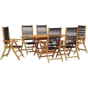 Garden Dining Set 7 pcs Black Solid acacia wood and poly rattan Vidaxl Garden Dining Set 7 pcs Black Solid acacia wood and poly rattan Vidaxl