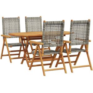Garden Dining Set 5 pcs Grey Solid acacia wood and poly rattan Vidaxl Garden Dining Set 5 pcs Grey Solid acacia wood and poly rattan Vidaxl
