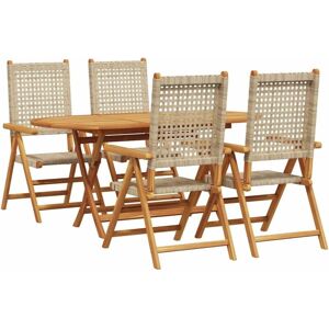 Garden Dining Set 5 pcs Beige Solid acacia wood and poly rattan Vidaxl Garden Dining Set 5 pcs Beige Solid acacia wood and poly rattan Vidaxl
