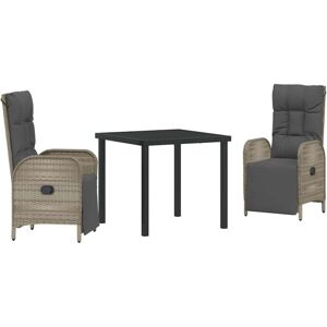Garden Dining Set with Cushion 3 pcs Grey Poly rattan Vidaxl Garden Dining Set with Cushion 3 pcs Grey Poly rattan Vidaxl