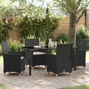 Vidaxl - Garden Dining Set 5 pcs Black Poly Rattan Vidaxl - Garden Dining Set 5 pcs Black Poly Rattan