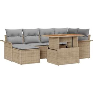 Garden Sofa Set with Cushion 7 pcs Beige and light grey Vidaxl Garden Sofa Set with Cushion 7 pcs Beige and light grey Vidaxl