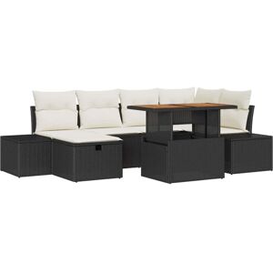 Vidaxl - Garden Sofa Set Height-Adjustable 7 pcs Black Poly Rattan Vidaxl - Garden Sofa Set Height-Adjustable 7 pcs Black Poly Rattan