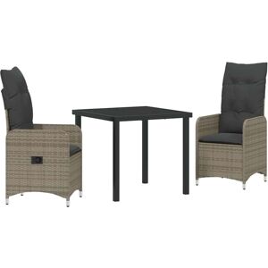 Garden Dining Set with Cushion 3 pcs Grey Poly rattan Vidaxl Garden Dining Set with Cushion 3 pcs Grey Poly rattan Vidaxl