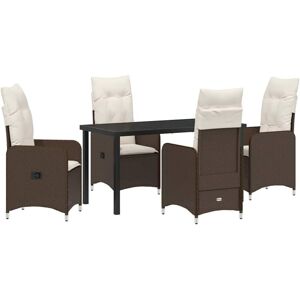Garden Dining Set with Cushion 5 pcs Brown Poly rattan Vidaxl Garden Dining Set with Cushion 5 pcs Brown Poly rattan Vidaxl