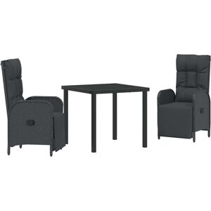 Garden Dining Set with Cushion 3 pcs Black Poly rattan Vidaxl Garden Dining Set with Cushion 3 pcs Black Poly rattan Vidaxl