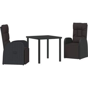 Garden Dining Set with Cushion 3 pcs Black Poly Rattan vidaXL Garden Dining Set with Cushion 3 pcs Black Poly Rattan vidaXL