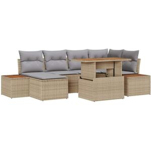 Garden Dining Set with Cushion 7 pcs Beige, Grey Vidaxl Garden Dining Set with Cushion 7 pcs Beige, Grey Vidaxl