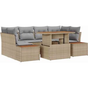 Vidaxl - Garden Dining Set Manual 7 pcs Beige, Grey 100 x 55 x 73 cm Vidaxl - Garden Dining Set Manual 7 pcs Beige, Grey 100 x 55 x 73 cm