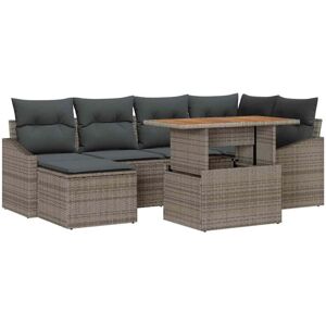 Garden Dining Set with Cushion 7 pcs Grey, Brown Vidaxl Garden Dining Set with Cushion 7 pcs Grey, Brown Vidaxl
