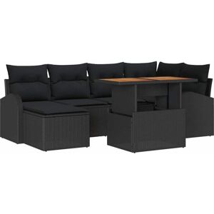 Vidaxl - Garden Sofa Set 7 pcs Black Poly rattan, powder-coated steel Vidaxl - Garden Sofa Set 7 pcs Black Poly rattan, powder-coated steel