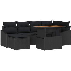 Garden Dining Set with Cushion 7 pcs Black, Brown Vidaxl Garden Dining Set with Cushion 7 pcs Black, Brown Vidaxl