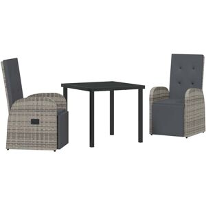 Garden Dining Set with Cushion 3 pcs Grey Poly Rattan vidaXL Garden Dining Set with Cushion 3 pcs Grey Poly Rattan vidaXL