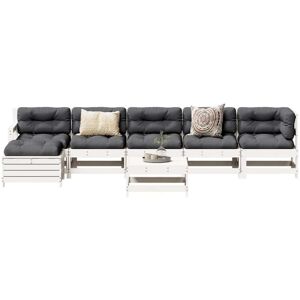 Vidaxl - 7 Piece Garden Lounge Set White Solid Wood Pine Vidaxl - 7 Piece Garden Lounge Set White Solid Wood Pine