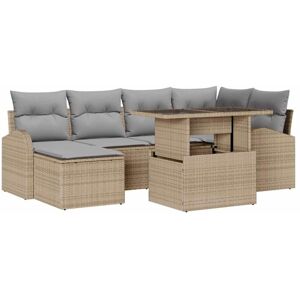 Garden Sofa Set with Cushion 7 pcs Beige and light grey Vidaxl Garden Sofa Set with Cushion 7 pcs Beige and light grey Vidaxl