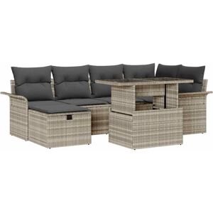 Vidaxl - Garden Sofa Set with Cushion 7 pcs Light grey Poly rattan Vidaxl - Garden Sofa Set with Cushion 7 pcs Light grey Poly rattan