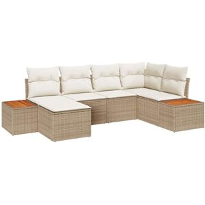 Garden Sofa Set with Cushion 6 pcs Beige and Cream Poly Rattan vidaXL Garden Sofa Set with Cushion 6 pcs Beige and Cream Poly Rattan vidaXL