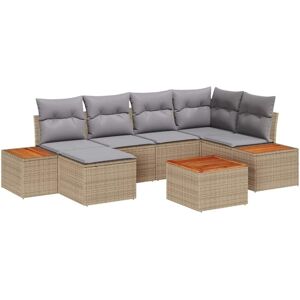 Vidaxl - Garden Sofa Set 7 pcs Beige and light grey 264 x 154 x 85 cm Vidaxl - Garden Sofa Set 7 pcs Beige and light grey 264 x 154 x 85 cm