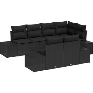 Garden Sofa Set with Cushion 7 pcs Black Poly rattan Vidaxl Garden Sofa Set with Cushion 7 pcs Black Poly rattan Vidaxl