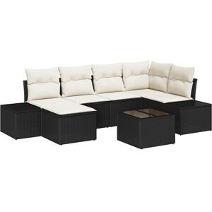 Garden Sofa Set with Cushion 7 pcs Black and cream Poly rattan vidaXL Garden Sofa Set with Cushion 7 pcs Black and cream Poly rattan vidaXL