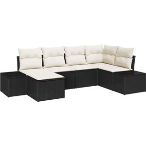 Vidaxl - Garden Sofa Set with Cushion 6 pcs Black, cream Poly rattan Vidaxl - Garden Sofa Set with Cushion 6 pcs Black, cream Poly rattan