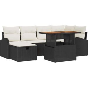 Vidaxl - Garden Sofa Set Height-Adjustable 7 pcs Black Poly Rattan Vidaxl - Garden Sofa Set Height-Adjustable 7 pcs Black Poly Rattan