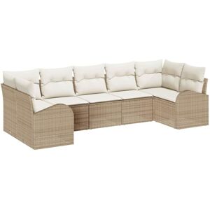 VidaXL Garden Sofa Set 7 pcs Beige Poliratán VidaXL Garden Sofa Set 7 pcs Beige Poliratán