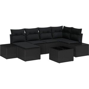 Vidaxl - Garden Sofa Set with Cushion 7 pcs Black Poly rattan Vidaxl - Garden Sofa Set with Cushion 7 pcs Black Poly rattan