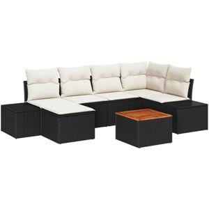Vidaxl - Garden Sofa Set with Cushion 7 pcs Black Poly rattan Vidaxl - Garden Sofa Set with Cushion 7 pcs Black Poly rattan